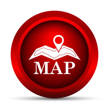 Harita simgesi. Beyaz arka plan üzerinde Internet düğmesi