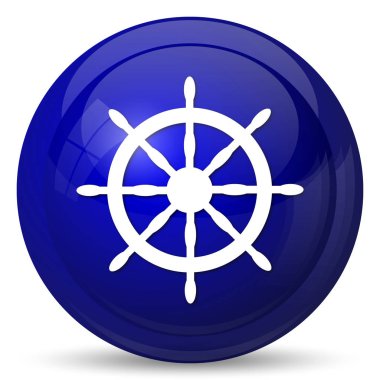 Deniz tekerlek simgesi. Beyaz arka plan üzerinde Internet düğmesi