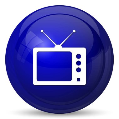Retro tv simgesi. Beyaz arka plan üzerinde Internet düğmesi