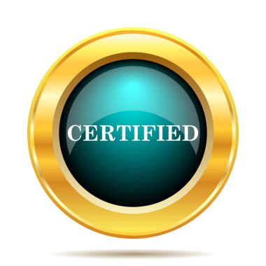 Sertifikalı simgesi. Beyaz arka plan üzerinde Internet düğmesi