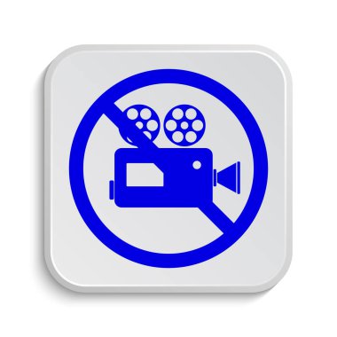 Yasak video kamera simgesi. Beyaz arka plan üzerinde Internet düğmesi