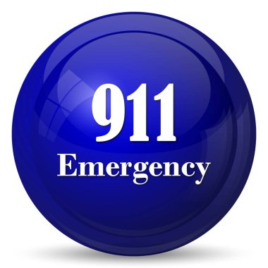 911 acil durum simgesi. Beyaz arka plan üzerinde Internet düğmesi