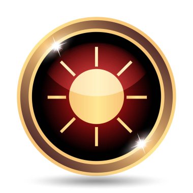 Güneş simgesi. Beyaz arka plan üzerinde Internet düğmesi