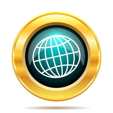 Küre simgesi. Beyaz arka plan üzerinde Internet düğmesi