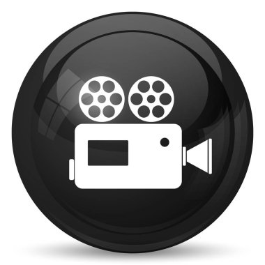 Video kamera simgesi. Beyaz arka plan üzerinde Internet düğmesi