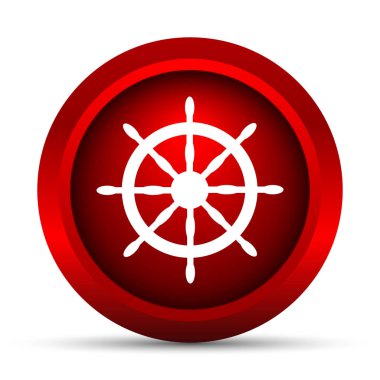 Deniz tekerlek simgesi. Beyaz arka plan üzerinde Internet düğmesi