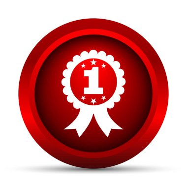 İlk ödül kurdele simgesi. Beyaz arka plan üzerinde Internet düğmesi