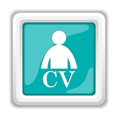 CV simgesi. Beyaz arka plan üzerinde Internet düğmesi