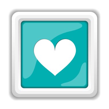 Kalp simgesi. Beyaz arka plan üzerinde Internet düğmesi