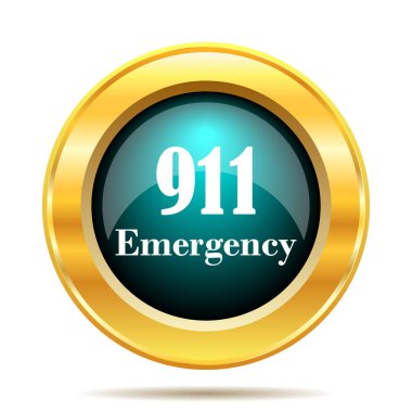 911 acil durum simgesi. Beyaz arka plan üzerinde Internet düğmesi