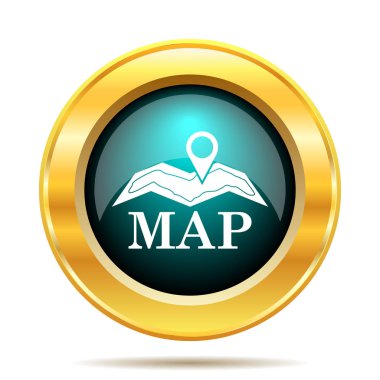 Harita simgesi. Beyaz arka plan üzerinde Internet düğmesi