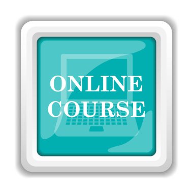 Online ders simgesi. Beyaz arka plan üzerinde Internet düğmesi