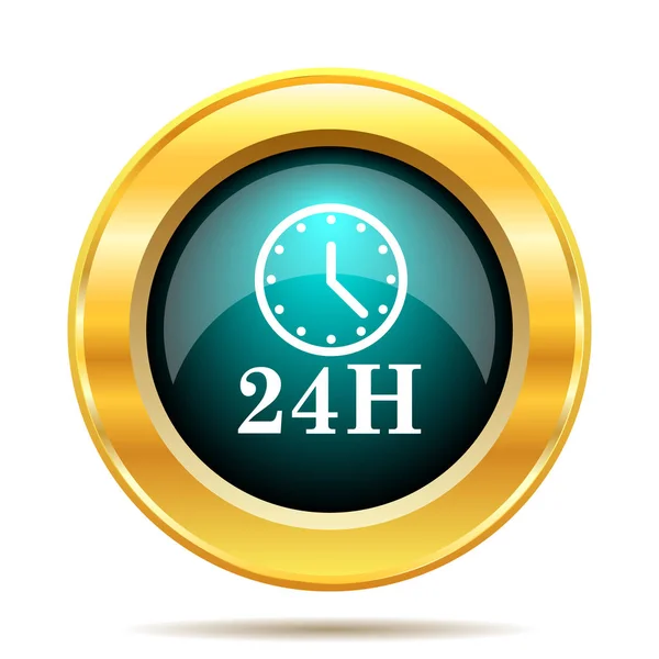 Ikonę Zegara 24H Przycisk Internet Białym Tle — Zdjęcie stockowe