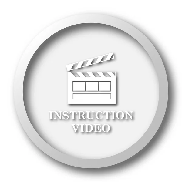 Ícone Vídeo Instrução Botão Internet Fundo Branco — Fotografia de Stock