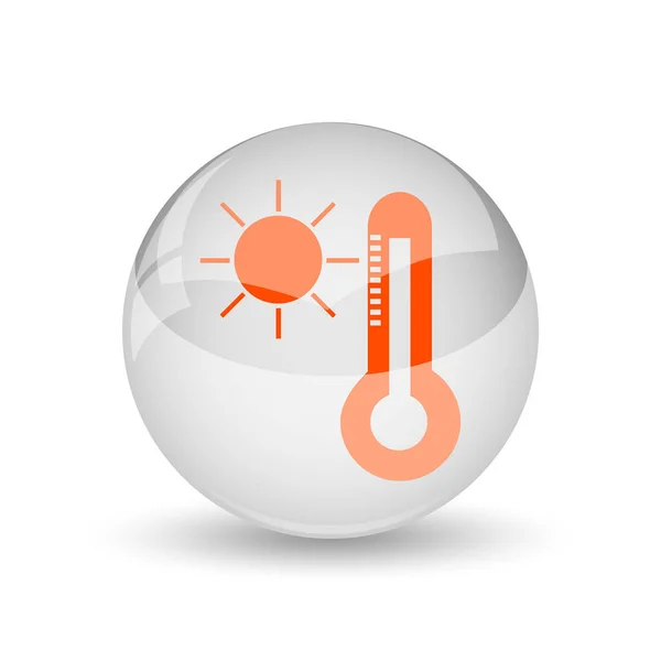 Güneş Termometre Simgesi Beyaz Arka Plan Üzerinde Internet Düğmesi — Stok fotoğraf