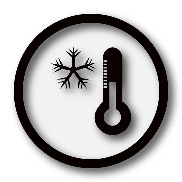 Sneeuwvlok Met Thermometer Pictogram Internet Knop Witte Achtergrond — Stockfoto