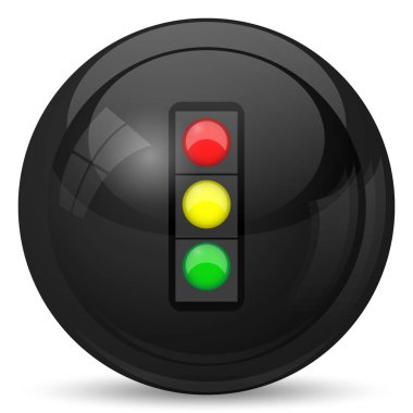 Trafik ışığı simgesi. Beyaz arka plan üzerinde Internet düğmesi