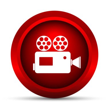 Video kamera simgesi. Beyaz arka plan üzerinde Internet düğmesi