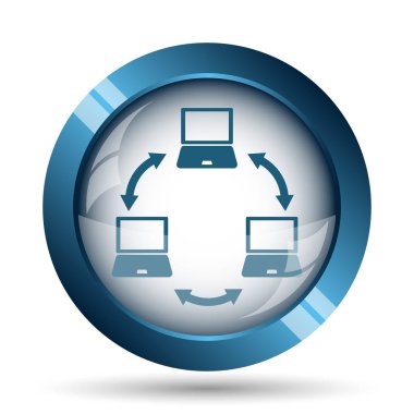 Bilgisayar ağ kutsal kişilerin resmi. Beyaz arka plan üzerinde Internet düğmesi