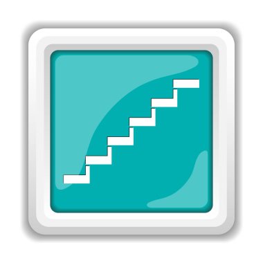 Merdiven simgesi. Beyaz arka plan üzerinde Internet düğmesi