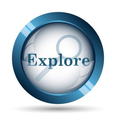 Simge keşfedin. Beyaz arka plan üzerinde Internet düğmesi