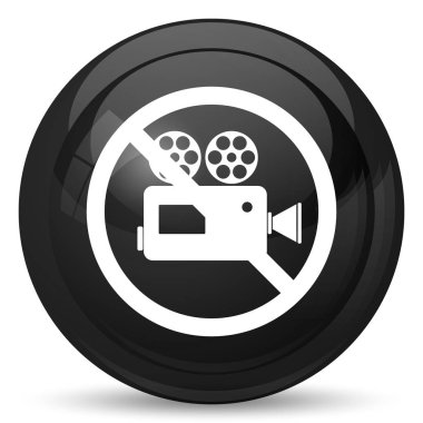 Yasak video kamera simgesi. Beyaz arka plan üzerinde Internet düğmesi