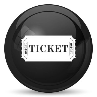 Sinema bilet simgesi. Beyaz arka plan üzerinde Internet düğmesi