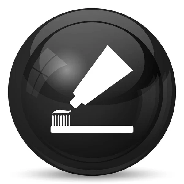 Zahnpasta Und Bürstensymbol Internet Taste Auf Weißem Hintergrund — Stockfoto