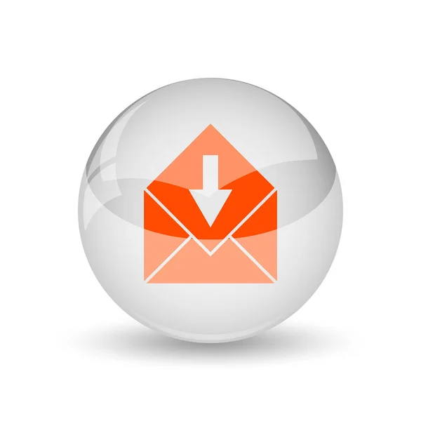 Ontvangen Mailpictogram Internet Knop Witte Achtergrond — Stockfoto