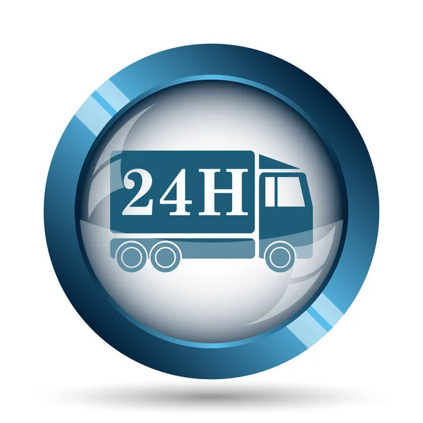 24U Levering Vrachtwagen Pictogram Internet Knop Witte Achtergrond — Stockfoto