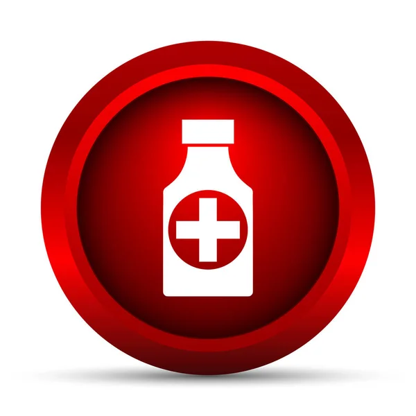 Tabletták Üveg Ikonra Internet Gomb Fehér Háttér — Stock Fotó