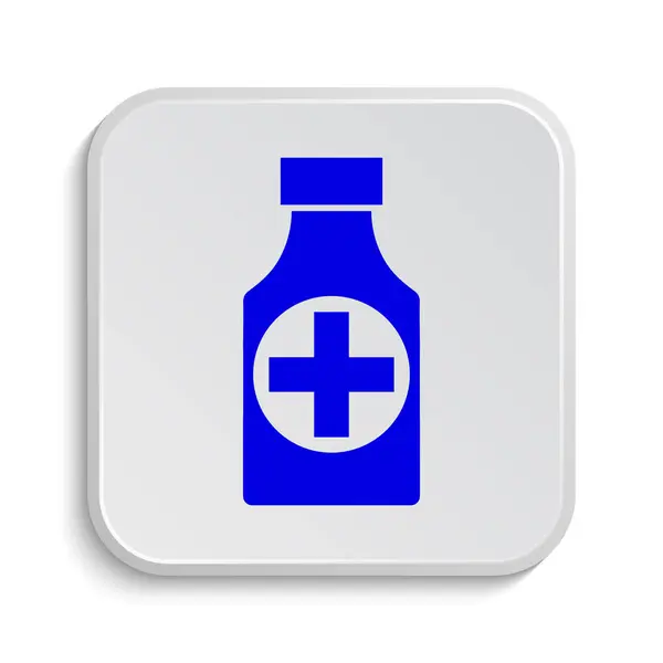 Εικονίδιο Μπουκάλι Χάπια Κουμπί Internet Άσπρο Φόντο — Φωτογραφία Αρχείου