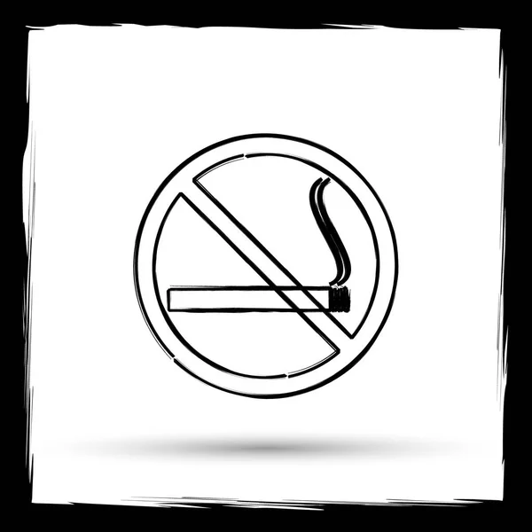 禁止吸烟图标 在白色背景上的互联网按钮 仿画笔轮廓设计 — 图库照片