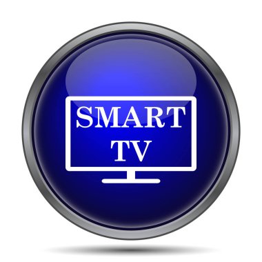 Akıllı tv simgesi. Beyaz arka plan üzerinde Internet düğmesi
