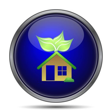 Eko ev simgesi. Beyaz arka plan üzerinde Internet düğmesi