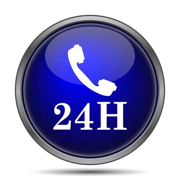 24H Phone Icon Internet Button White Background — Stock Photo, Image