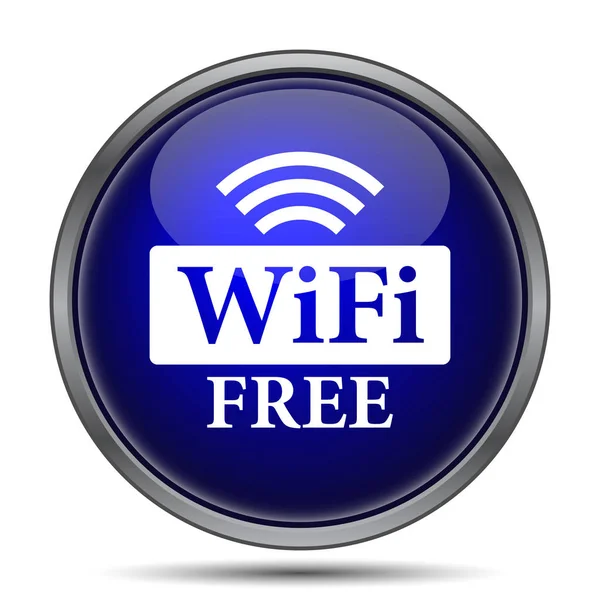 Wifi 免费图标 白色背景上的互联网按钮 — 图库照片