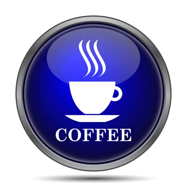 Koffiekopje Pictogram Internet Knop Witte Achtergrond — Stockfoto