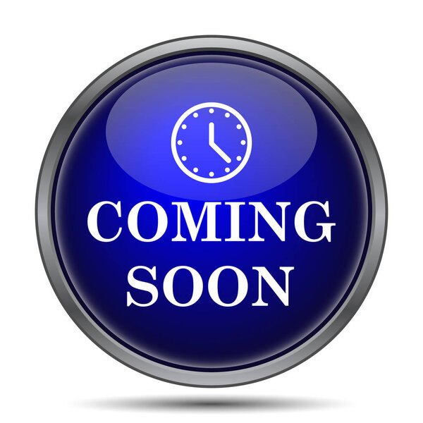 Скоро икона. Кнопка Интернет на белом фоне
