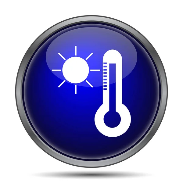 太阳和温度计图标 白色背景上的互联网按钮 — 图库照片