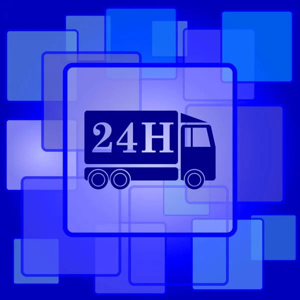 24-uurs levering vrachtwagen pictogram — Stockvector