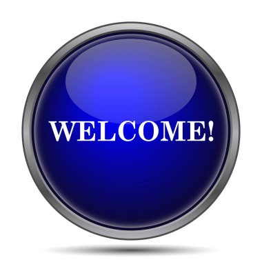 Hoş geldiniz simgesi. Beyaz arka plan üzerinde Internet düğmesi