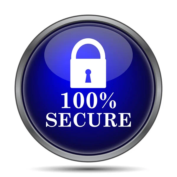100 Bezpieczne Ikona Przycisk Internet Białym Tle — Zdjęcie stockowe