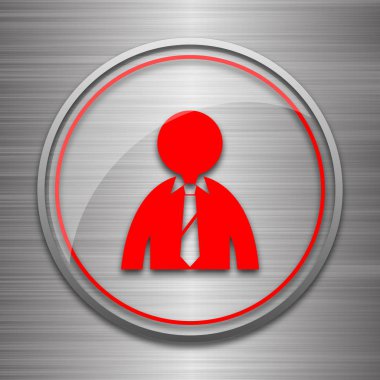 İş adamı simgesi. Metalik arka plan üzerinde Internet düğmesi