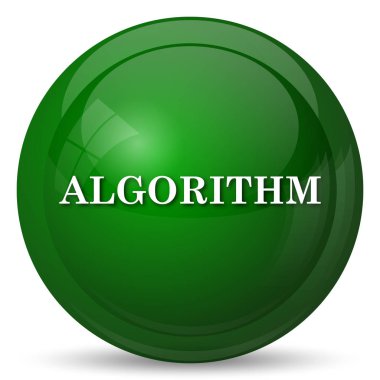 Algoritma simgesi. Beyaz arka plan üzerinde Internet düğmesi