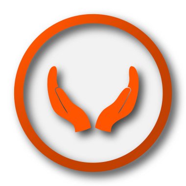 Eller simgesini korumak. Beyaz arka plan üzerinde Internet düğmesi