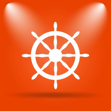 Deniz tekerlek simgesi. Internet düğmesini turuncu zemin üzerine