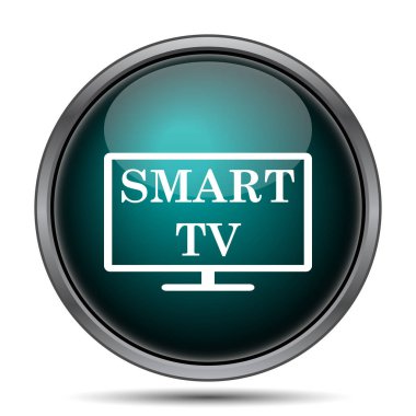 Akıllı tv simgesi. Beyaz arka plan üzerinde Internet düğmesi