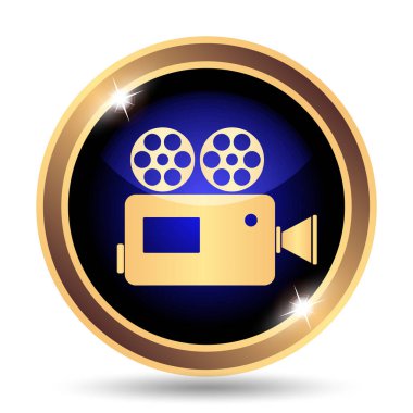 Video kamera simgesi. Beyaz arka plan üzerinde Internet düğmesi