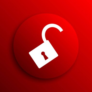 Açık kilit simgesi. Beyaz arka plan üzerinde Internet düğmesi
